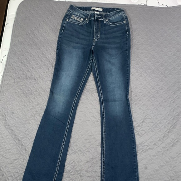 Love indigo jeans, size 10T, dark wash, button Back pocket, worn like 2 times - Picture 2 of 4